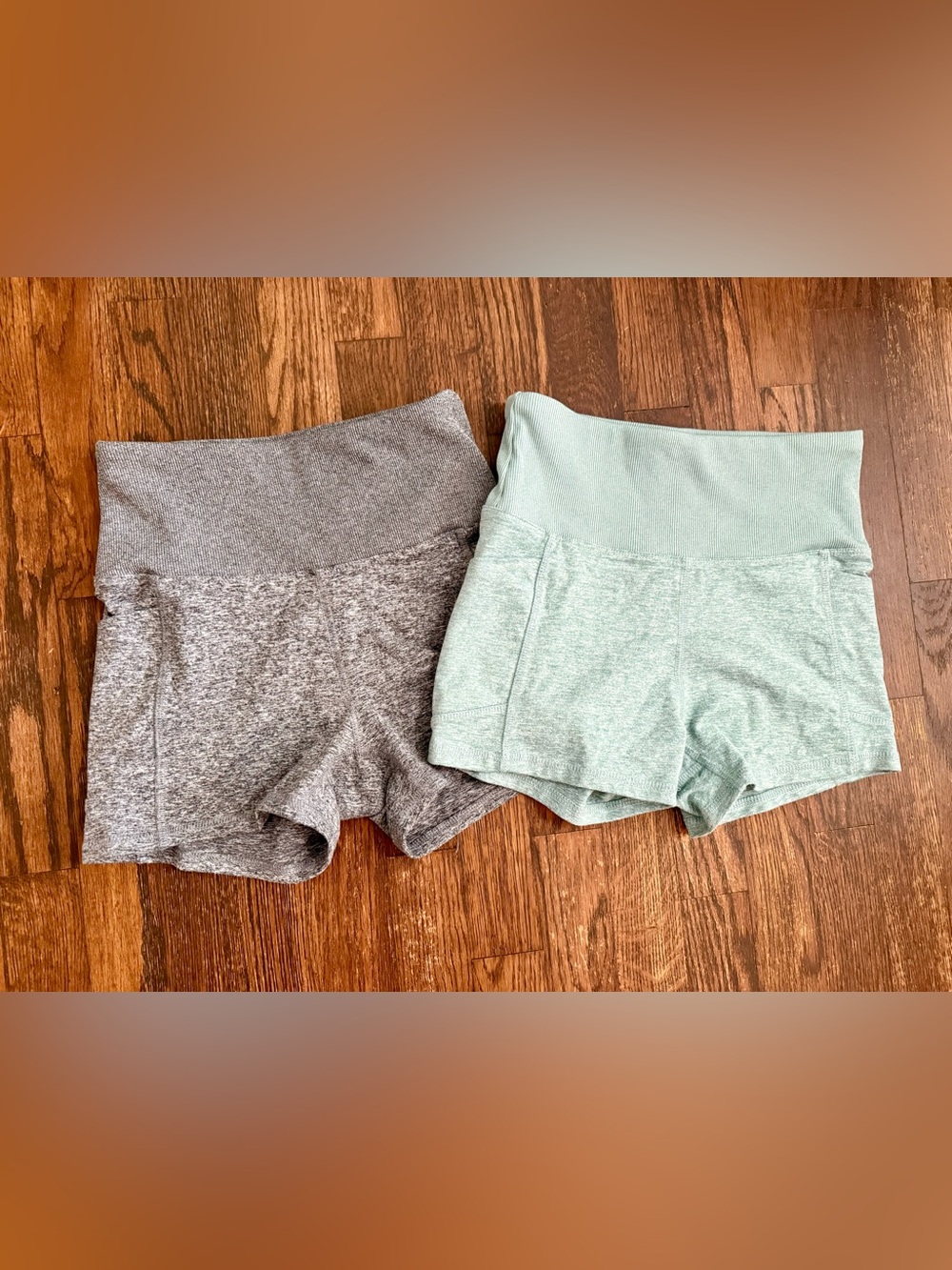 Women’s High-Waist Comfort Shorts - Heather Mint and Heather Gray Sz Sm